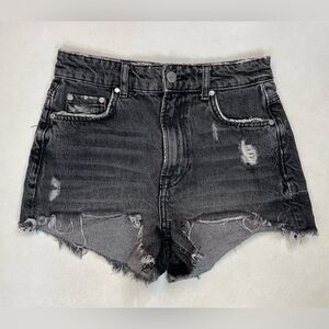 ZARA Cut Off Denim Jean Shorts Women Size 2 Black 6840 099